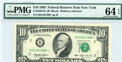 2030-B* (B* Block), $10 Federal Reserve Note New York, 1993
