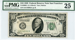 2000-L (LA Block), $10 Federal Reserve Note San Francisco, 1928