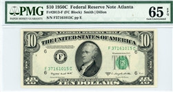 2013-F (FC Block), $10 Federal Reserve Note Atlanta, 1950C