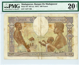 40, 100 Francs Madagascar, 1937