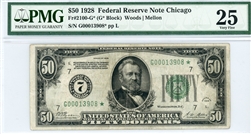 2100-G* (G* Block), $50 Federal Reserve Note Chicago, 1928