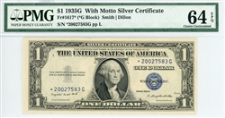 1617* (*G Block), $1 With Motto Silver Certificate, 1935G