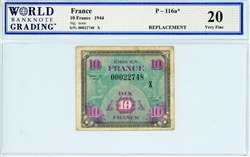 116a*, 10 Francs France, 1944