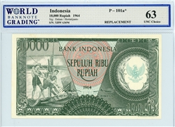 101a*, 10,000 Rupiah Indonesia, 1964