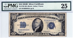 1703 (BA Block), $10 Silver Certificate, 1934B