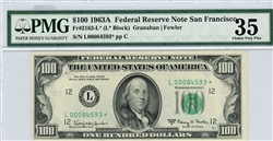 2163-L*, $100 Federal Reserve Note San Francisco, 1963A