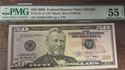 2131-G* (JG* Block), $50 Federal Reserve Note Chicago, 2009