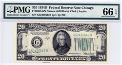 2058-GN Narrow (GB Block), $20 Federal Reserve Note Chicago, 1934D