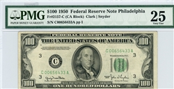 2157-C, $100 Federal Reserve Note Philadelphia, 1950