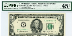 2161-K, $100 Federal Reserve Note Dallas, 1950D