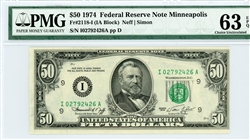 2118-I, $50 Federal Reserve Note Minneapolis, 1974