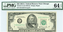 2121-G, $50 Federal Reserve Note Chicago, 1981A