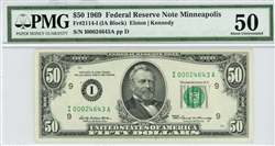 2114-I, $50 Federal Reserve Note Minneapolis, 1969