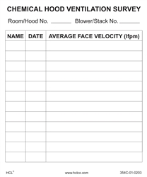 Chemical Hood Ventilation Survey Label