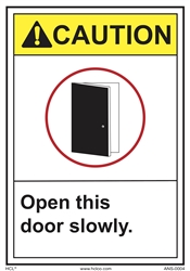 Caution Label OpenDoorSlowly