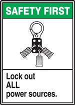 Safety Label Lock Out All Power Sources