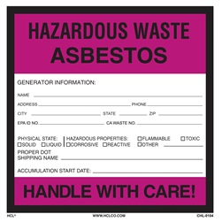 Asbestos Hazardous Waste Label