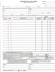 Straight Bill of Lading Form