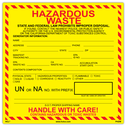 Custom Printed EPA Hazardous Waste Labels
