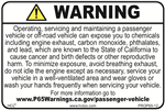 Prop 65 Passenger and Off-Highway Vehicle Exposure Label