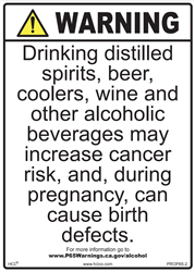 Alcoholic Beverages Proposition 65 Sign