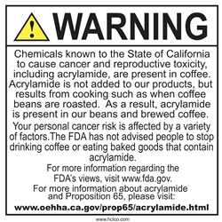 California Coffee Proposition 65 Sign