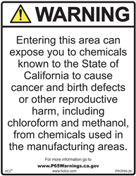 Methanol and Chloroform Prop 65 Sign