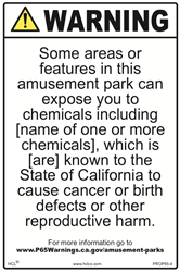 Amusement Parks Prop 65 Sign