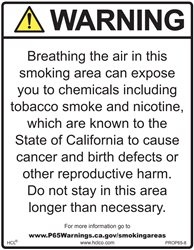 Smoking Areas Prop 65 Sign