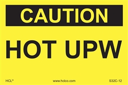 Caution Hot Ultra Pure Water Label