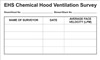 EHS Chemical Hood Ventilation Survey Label