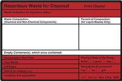 Hazardous Waste For Disposal (Cleanroom) Label