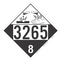 Corrosive Liquid 3265 DOT HazMat Placard