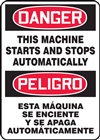 Danger Sign - This Machine Starts And Stops Automatically