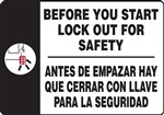 Before You Start Lockout For Safety Sign