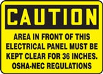 Caution Sign - Area In Front Of This Electrical Panel