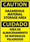 Bilingual Caution Sign - Hazardous Material Storage Area