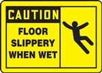 Caution Sign with Graphic - Floor Slippery When Wet