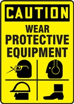 Caution Sign - Wear Protective Equipment With Graphics