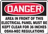Danger Label - Keep Electrical Panel Clear
