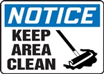 Notice Sign - Keep Area Clean With Broom Symbol