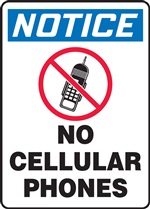 Notice Sign - No Cellular Phones