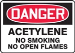 Danger Sign - Acetylene No Smoking No Open Flames