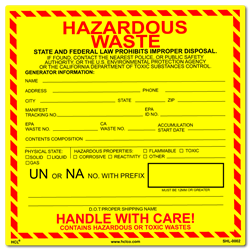 Hazardous Waste (CA/Federal) Containment Label