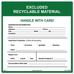 ERM (Excluded Recyclable Material) Label