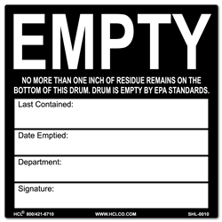 Empty Waste Container Label