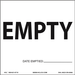 Empty Label with Date Emptied