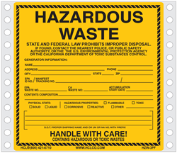 Hazardous Waste Label Pinfed