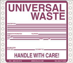 Universal Waste Tyvek Pinfed Label | HCL Labels