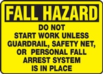 Safety Sign - Fall HazardDo Not Start Work